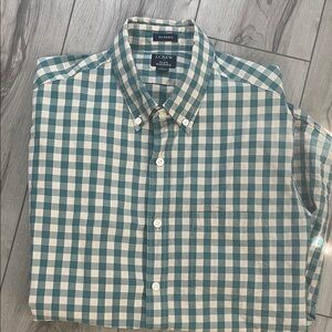 J. Crew Men's green and tan Plaid Shirt